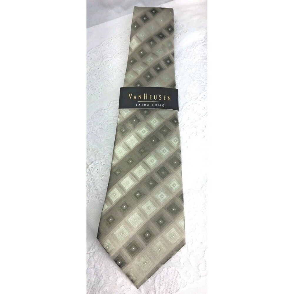 Emerald Green Van Heusen 100% Silk Extra Long Men’s Neck Tie, NWT Handmade